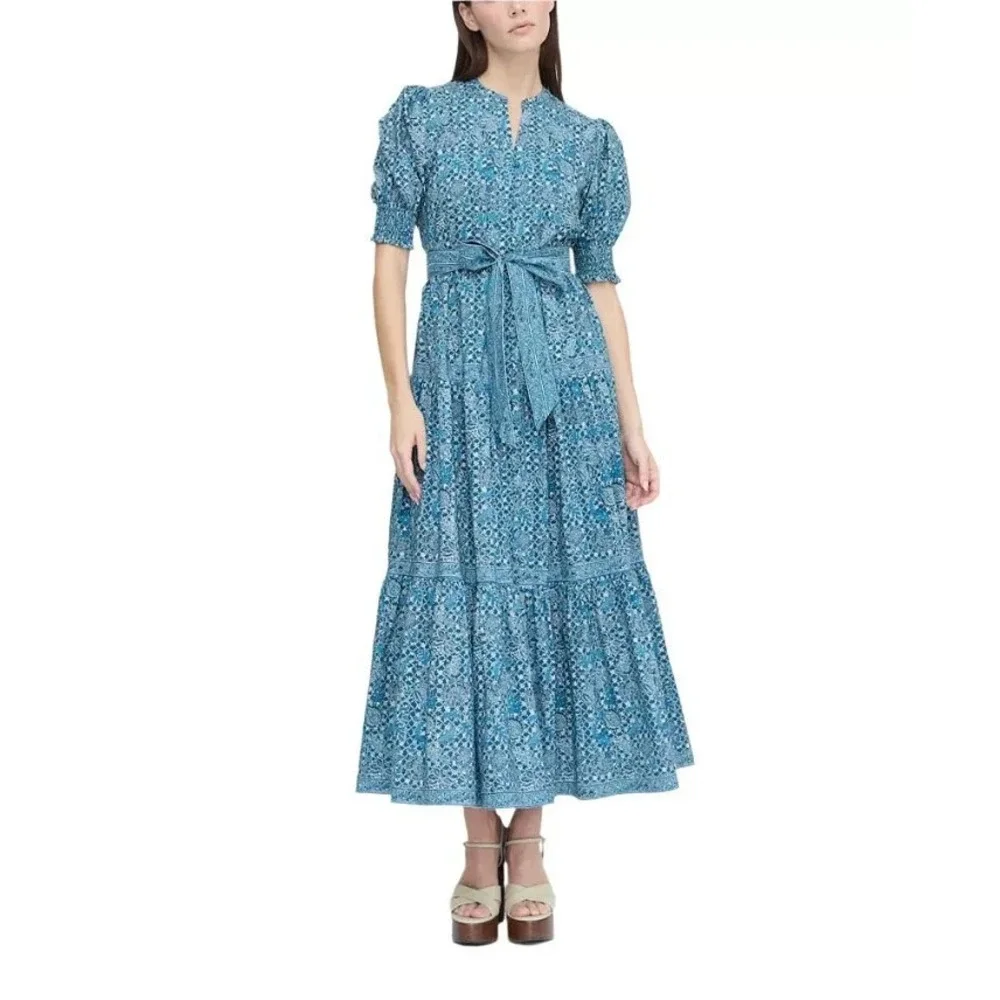 The Short Sleeve Yara Dress | Navy Calico Trellis / XS | 100% Cotton | Hill House Home The Short Sleeve Yara Dress | Navy Calico Trellis / XS | 100% Cotton | Hill House Home